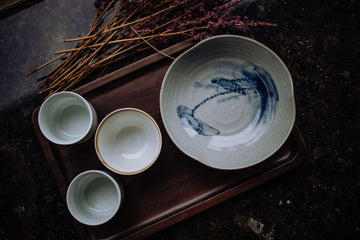 Hand-Painted Blue and White Ceramic Tea Set